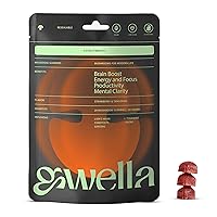 Gwella, Strawberry Tangerine w/Lion’s Mane, Panax Ginseng, Ginger Root, Nootropics, and Cordyceps, Vegan, Soft-Chews, Gummy for Cognitive Support (20 Count) Pack of 01