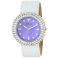 Women's Crystal Slap Watch with Crystal Studded Case & Colorful Leather Wrist Strap