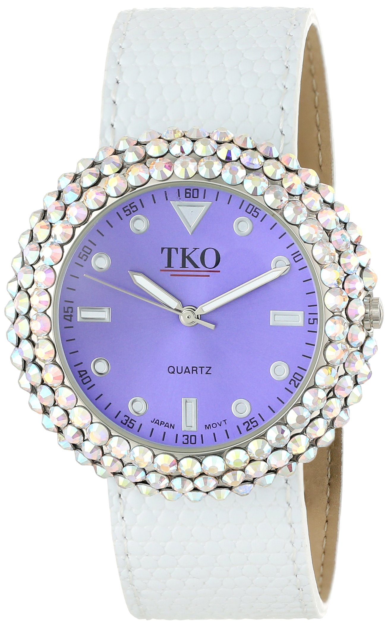 TKO Women's Crystal Slap Watch with Crystal Studded Case & Colorful Leather Wrist Strap