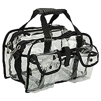 Clear Set Bag Double Storage Compartment 3 External Pockets and Shoulder Strap, 13x8x8.5 Inch (Pack of 1)