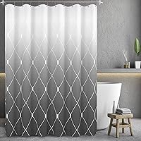 Grey Fabric Shower Curtain for Bathroom, Gray and White Ombre Shower Curtain Modern Hotel Luxury Quality Cloth Bath Curtain Set with 12 Hooks, Water Repellent, 72 x 72, Grey