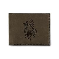 Men's Sagittarius Tattoo Handmade Natural Genuine Pull-up Leather Wallet MHLT_03