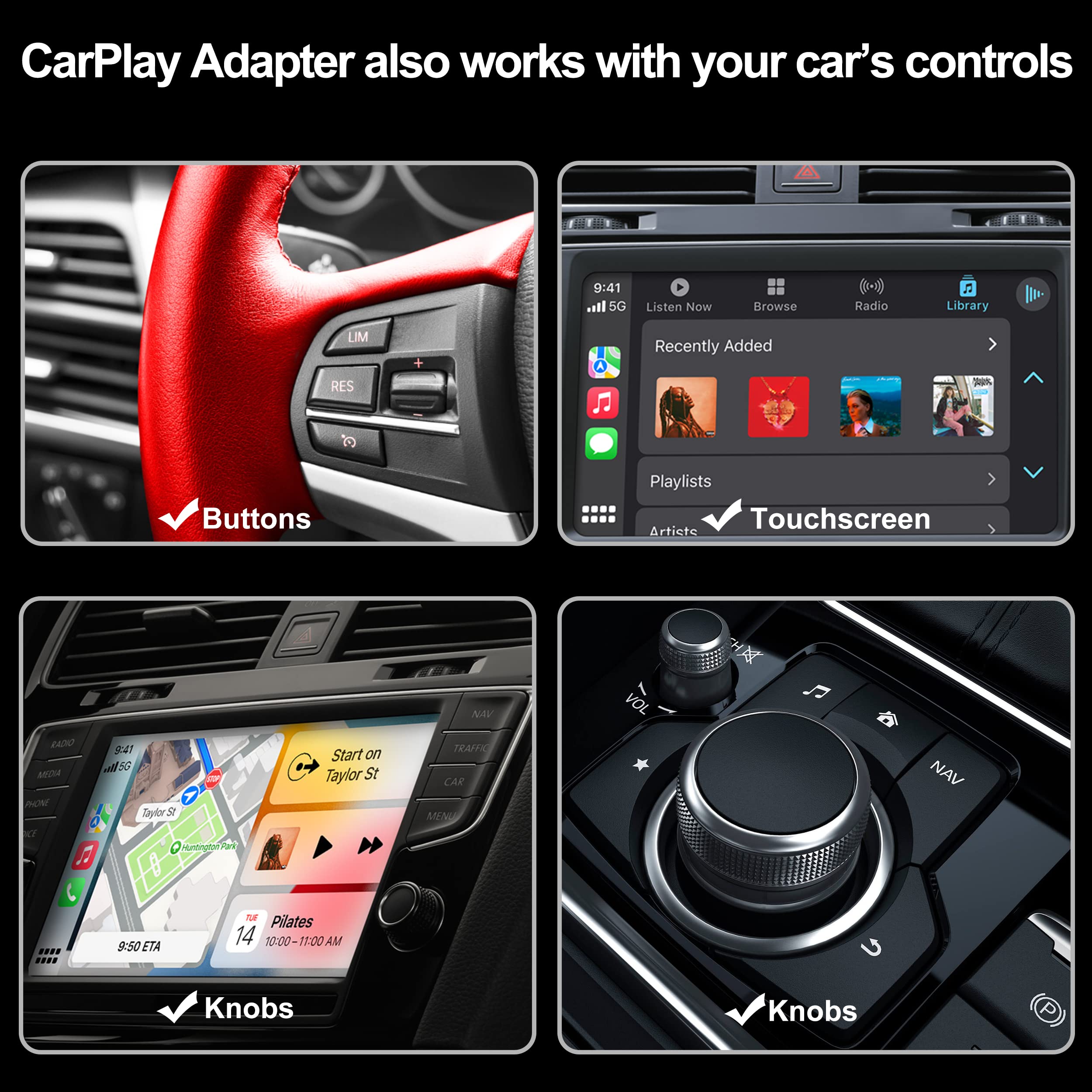 SuperiorTek 3.0 Wireless CarPlay Adapter for All Factory Wired CarPlay Cars Wireless CarPlay Dongle Convert Wired to Wireless CarPlay top1f, Black