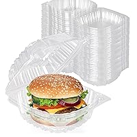 Stock Your Home Plastic 5 x 5 Inch Clamshell Takeout Trays (100 Pack) - Dessert Containers - Plastic Hinged Food Container - Disposable Plastic to Go Boxes for Salads, Pasta, Sandwiches