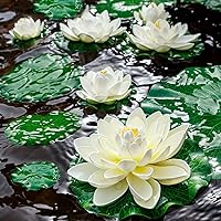 Lily Pad for Ponds, 9 PCS Artificial Lotus, Realistic Water Floating Foam Lotuses Fake Lily Pad for Home Garden Patio Pond