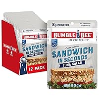 Bumble Bee Sandwich in Seconds Tuna Salad, 2.5 oz Pouches (Pack of 12) - Ready to Eat - Wild Caught Tuna Pouch - 8g Protein per Serving - Gluten Free