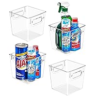 Sorbus Acrylic Organizers - Small Plastic Storage Bins for Kitchen, Cabinet Organizer, Can Organizer for Pantry, Fridge & Refrigerator - Clear 4 Pack (6x6x5.5)