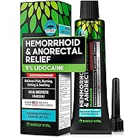 Hemorrhoid Treatment Cream Gel for Pain Relief - Made in USA Fast Acting Piles Remover 5% Lidocaine for Pain, Itching & Swelling Relief - Drug Medication Ointment to Shrink Hemorrhoids & Heal Fissures