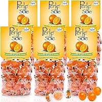 The original Perle di Sole Orange Drops made with Essential Oils of Oranges from Sorrento (7.05 oz | 200 g) Pack of 6 - Orange Candy Individually Wrapped