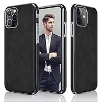 LOHASIC for iPhone 12 Case, for iPhone 12 Pro Case Luxury Leather Business Classic Non Slip Soft Grip Flexible Shockproof Cover Compatible with iPhone 12/12 Pro 5G 6.1 inch - Black