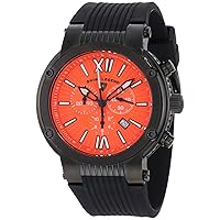 Men's 10006-BB-06 Legato Cirque Chronograph Orange Textured Dial Black Silicone Watch