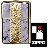 Zippo 2GWT-W Windproof Brass Lighter Double Sided Marble with Special Sticker Gold