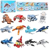 Party Favors for Kids Goodie Bags,12PCS Mini Building Blocks Ocean Animals, Building Sets Stem Toys, Assorted Building Blocks Sets for Birthday Party Gift,Goodie Bags, Prize,Cake Topper