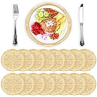 16 Pack 13'' Bamboo Paper Plate Woven Charger Plates Holder Wicker Plate Holder Natural Wicker Woven Placemats Tablemats for Picnic Dinning Barbecue Wedding Party Decor(Natural)