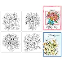 GLOBLELAND 4Pcs Mini Roses Lily Bouquet Clear Stamps for DIY Scrapbooking Mini Sunflower Hibiscus Flower Silicone Clear Stamp Seals Transparent Stamps for Cards Making Photo Album Journal