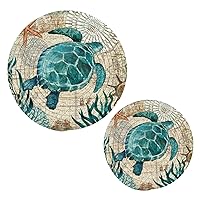ALAZA Ocean Sea Turtle Trivets for Hot Dishes 2 Pcs,Hot Pad for Kitchen,Trivets for Hot Pots and Pans,Large Coasters Cotton Mat Cooking Potholder Set