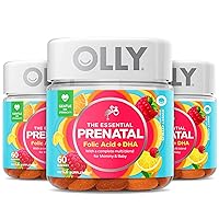 Olly Prenatal Multivitamin Gummy, Folic Acid, Vitamin D, Omega DHA, Chewable Supplement, 60 Gummies Citrus 3 Count