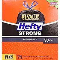 Hefty Strong Large Trash Bags, 30 Gallon, 74 Count (Pack of 3), 222 Total
