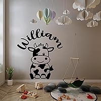 Personalized Boy Name Wall Decals for Nursery - Name Stickers for Wall with Cute Cow - William Name Wall Decor for Babys Room - Create Your Own Name Sticker for Wall