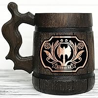 Barbarian Class Beer Mug 17oz Dungeons and Dragons Party Gift for dnd Lovers Wooden Beer Mug Personalized D&D Beer Stein Anniversary Christmas Birthday Gifts For Gamer. Gift for Men Beer Tankard K928