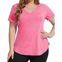 FOREYOND Women's Plus Size Workout Tops Short Sleeve Shirts Sport Tee Clothing Loose Fit Athletic Yoga Running Summer Shirts