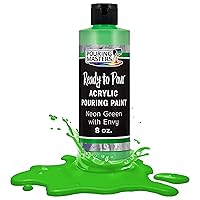 Pouring Masters Neon Green with Envy Acrylic Ready to Pour Pouring Paint – Premium 8-Ounce Pre-Mixed Water-Based - for Canvas, Wood, Paper, Crafts, Tile, Rocks and More