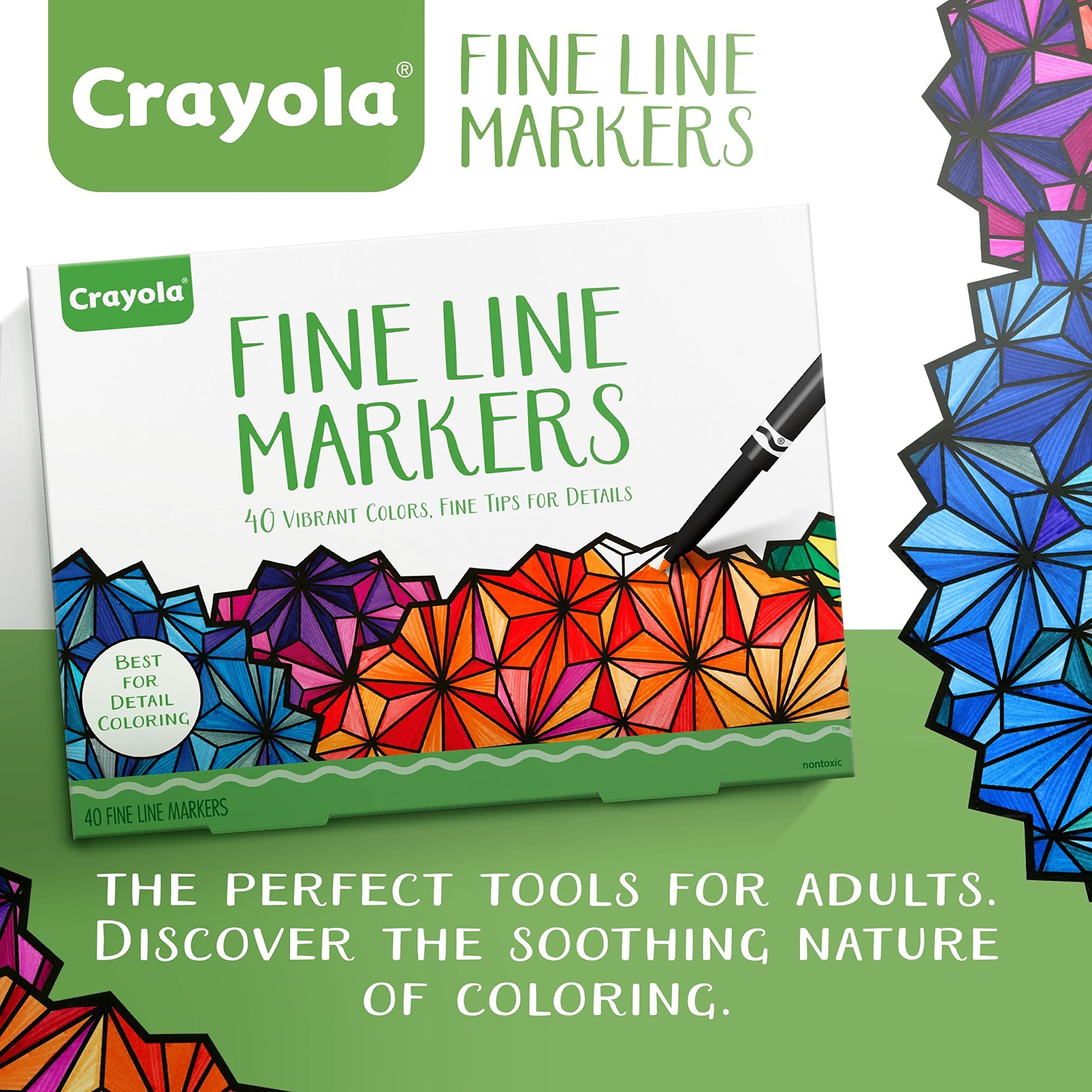 Crayola Fine Line Markers For Adults 40 Count, Fine Line Markers for Adult Coloring Books, Back to School Markers [Amazon Exclusive]