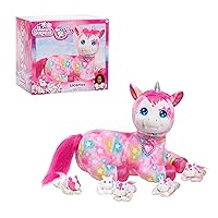 Unicorn Surprise 14-inch Licorice Stuffed Animal with Unicorn Babies, Star Pattern, Kids Toys for Ages 3 Up by Just Play