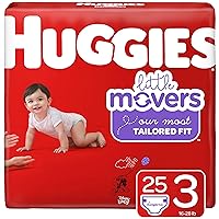 HUGGIES Little Movers Diapers, Size 3 (16-28 lb.), 25 Ct. (Packaging May Vary) for Active Babies