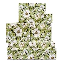 CENTRAL 23 Green Wrapping Paper - 6 Sheets of Gift Wrap for Women - White Flowers - Vintage Floral - For Birthday Wedding Baby Shower - Recyclable