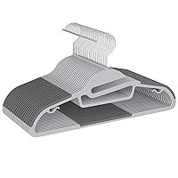 Heavy Duty Plastic Hangers 50 Pack with Non-Slip Design,0.2 Inches Thick,360°Swivel Hook Space Saving Organizer for Bedroom Closet,Shirts,Pants,Strong Enough for Coat (Grey- S Shaped)
