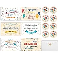 36Sets Employee Anniversary Cards Business Thank You Cards Encouragement Work Team Greeting Cards 6 Different Design Notecards Appreciation Anniversary Cards including 36Pcs Envelopes 40Pcs Stickers