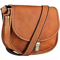 URBAN LEATHER Shoulder Saddle Bags for Young Women & Girls - Vintage Brown Crossbody Satchel Bag Genuine Handmade Leather Purse for Ladies - Travel Tote Diaper Handbags