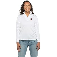 Women's Collegiate Micro Mesh Performance White 1/4 Zip Pullover, Stanford Cardinal, White, X-Large