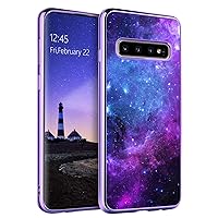GUAGUA Compatible with Samsung Galaxy S10 Plus Case 6.4 Inch Glow in The Dark Noctilucent Luminous Space Nebula Slim Fit Cover Protective Anti Scratch Cases for Samsung S10 Plus, Blue Nebula