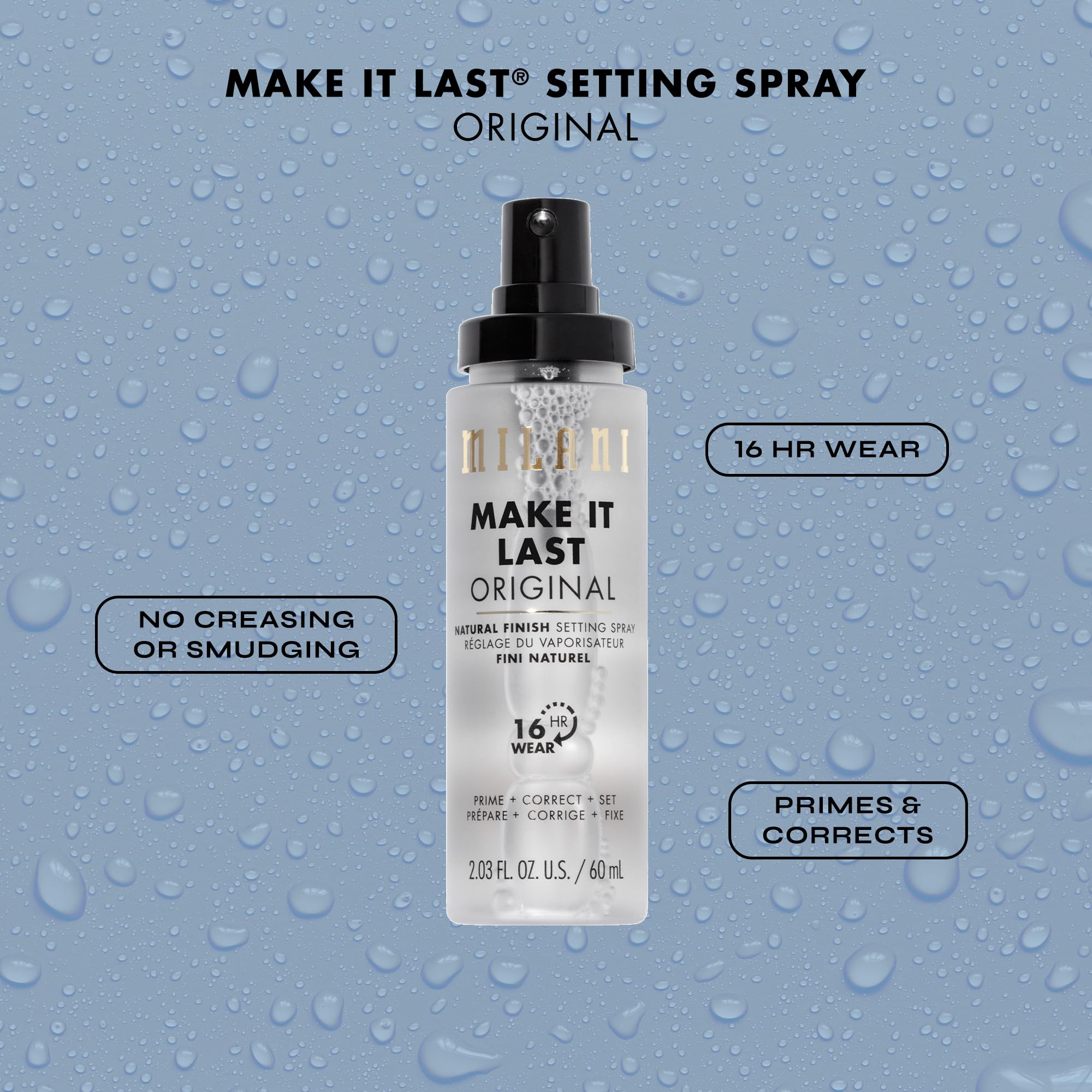Milani Make It Last 3-in-1 Setting Spray and Primer- Prime + Correct + Set (2.03 Fl. Oz.) Makeup Finishing Spray and Primer - Long Lasting