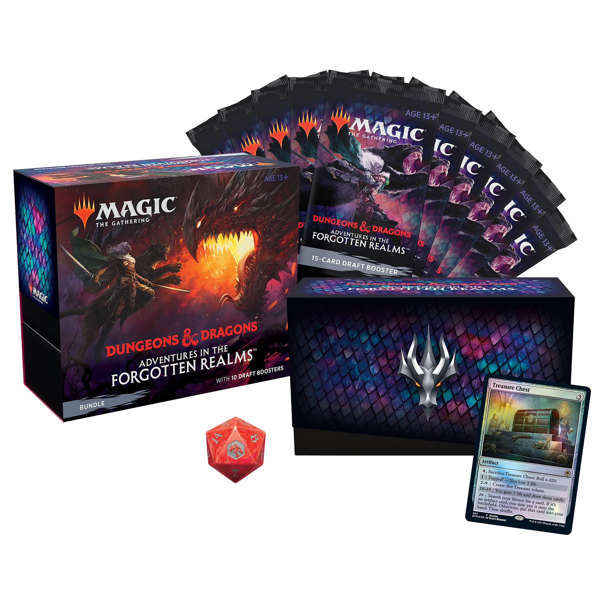 Magic The Gathering Adventures in The Forgotten Realms Bundle | 10 Draft Boosters (150 Magic Cards) + Accessories