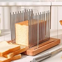 Bread Slicer, Bread Slicer For Homemade - Bread Cutting Guide Adjustable, Stainless Steel Slicing Guide, Durable and Stable Wooden Structure with Bread Knife
