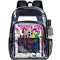 AGSDON Clear Backpack, Heavy Duty Transparent Bookbag, See Through PVC Backpacks for Women Men