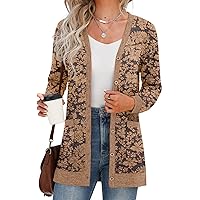GRECERELLE Women's Long Sleeve Open Front Cardigan Button Down Ribbed Lightweight Knit Outerwear with Pocket