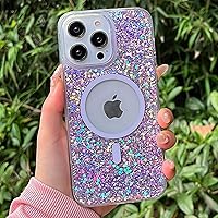 Cute Glitter for iPhone 14 Pro Max Case [Compatible with MagSafe] [10FT Drop Protection] Magnetic Cover with Bling Sparkle for iPhone 14 Pro Max 6.7