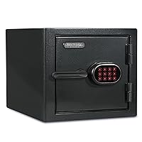 Diamond Safe, 0.91 Cu Ft, Fireproof Waterproof Safe Box for Home & Office with Electronic Lock and Key, Lock Box for Guns, Valuables, and Important Documents, Dark Grey Metallic Gloss Finish