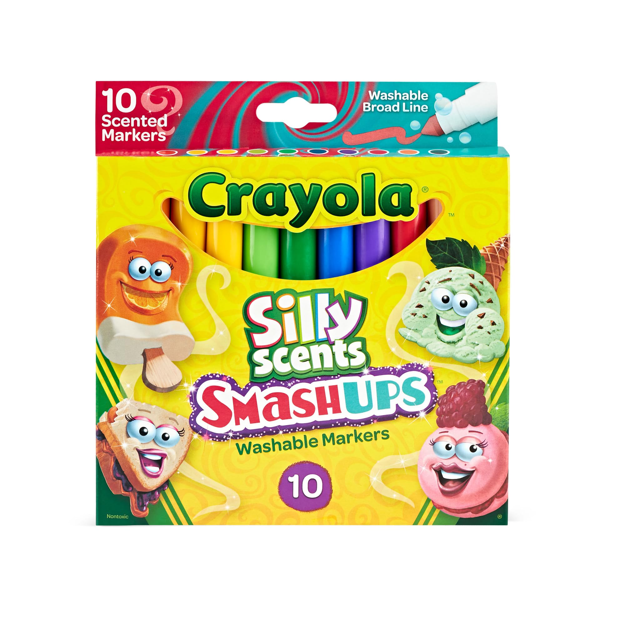 Crayola® Silly Scents Slim Scented Washable Markers, Broad Point, Assorted Colors, Pack of 10 Markers