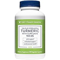 Triple Strength Turmeric with Curcumin 900mg, Supports Joint Mobility & Provides Antioxidant Benefits & 5mg Bioperine to Enhance Nutrient Absorption - Once Daily (120 Capsules)