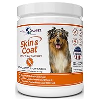 Vital Planet - Skin and Coat Powder Supplement for Dogs with Choline, Inositol, Pumpkin, Flax and Omega-3 Oils to Support a Soft Shiny Healthy Coat and for Seasonal Allergies - 60 Scoops, 111g, 3.92oz