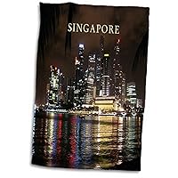 3D Rose Beautiful Photo of Singapore at Night Hand/Sports Towel, 15 x 22