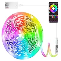 Battery Operated Led Strip Lights, 25ft USB Powered Led Light Strip, RGB Color Changing Led Lights Strip with Music Sync App Control Remote, LED Lights for Bedroom, TV, Home and Room Decoration