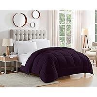 Dorm Room Essentials College Bedding Comforter 1 Piece King Size Solid Color Duvet Insert for College Students Boys and Girls, King, Eggplant Purple