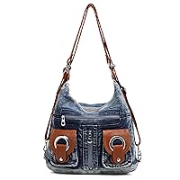 Denim Handbags for Women Jean Purse with Multipurpose Design Y2K Trendy Fashion Hobo Tote Bag Crossbody Backpack
