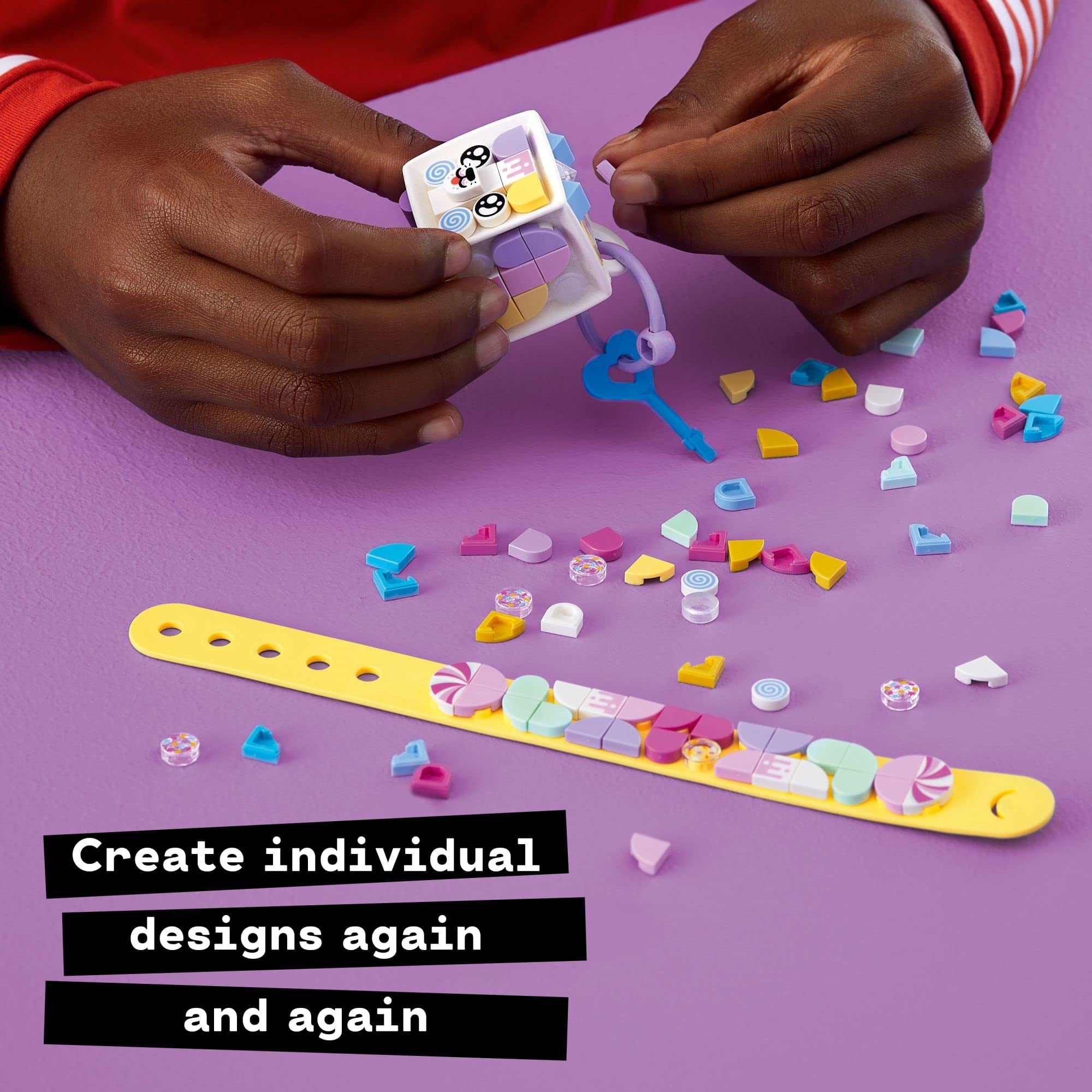 LEGO DOTS Candy Kitty Bracelet & Bag Tag 41944 DIY Craft Kit Bundle; A Fun Design Kit for Creative Kids Aged 6+ (188 Pieces)